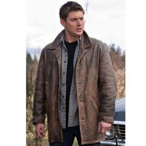 ​Vintage Wilsons Leather Brown Car Coat L - Supernatural Dean Winchester Style